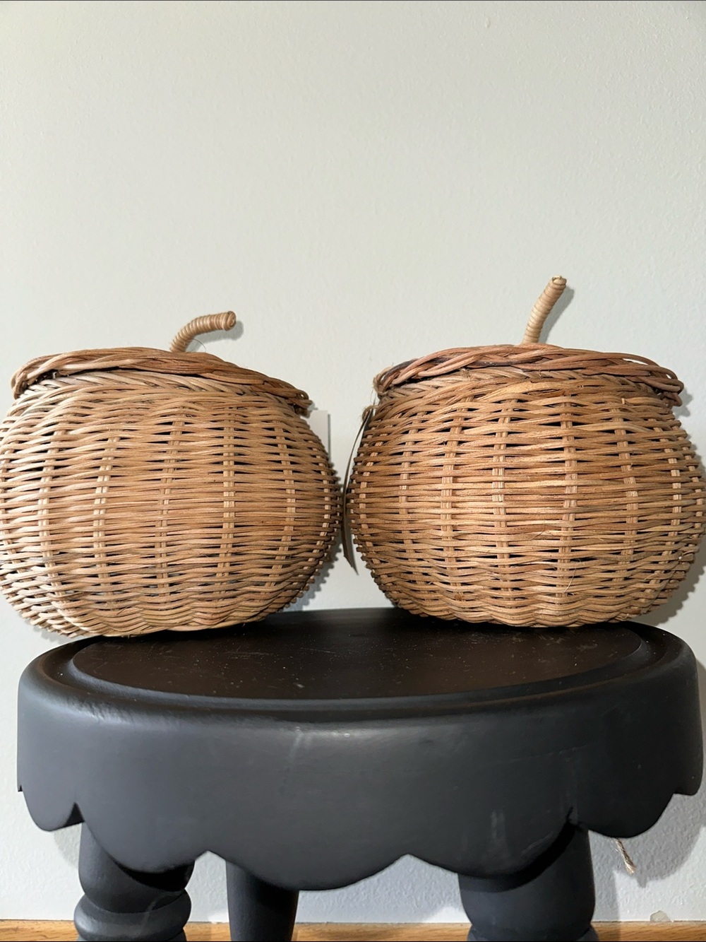 Woven Rattan Decorative pumpkin Basket - Natural Brown